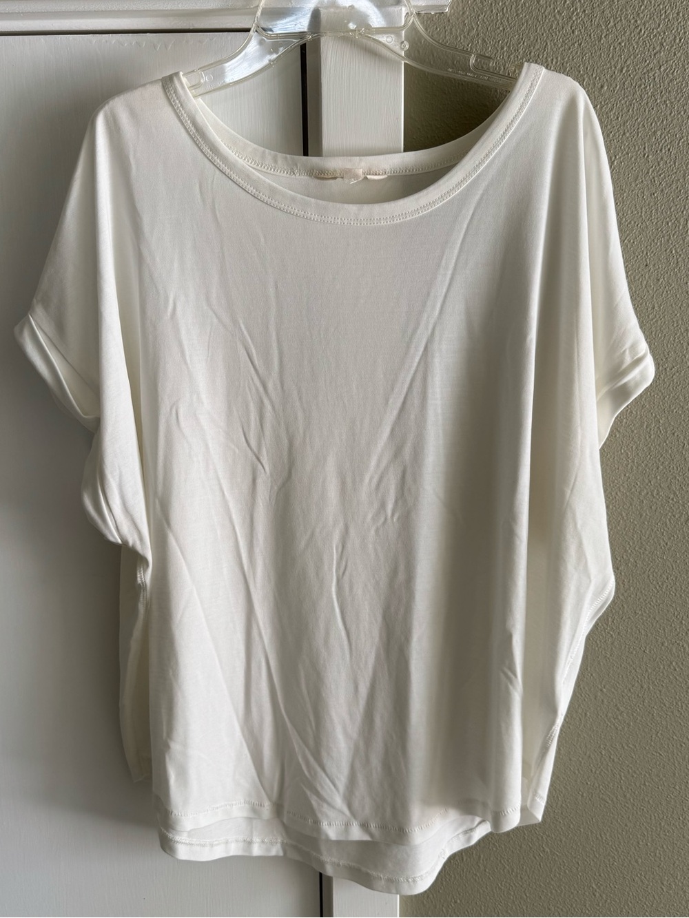 Lucky Brand Women's Off White Short Sleeve Boatneck Top